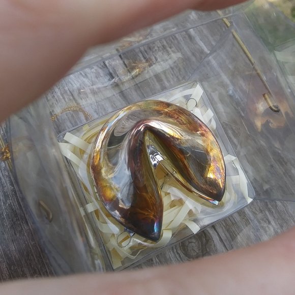 Lenox Silverplated Faux Gold Fortune Cookie Gift Of Love Marriage Proposal - Picture 9 of 15